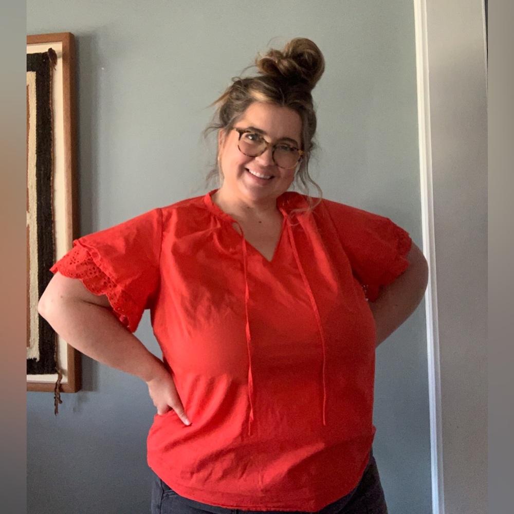 Fiery Red Ava & Viv Blouse, size 1X